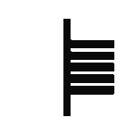 Simplified black ogham symbol on green background.