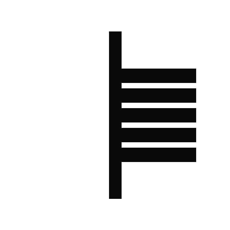 Simplified black ogham symbol on green background.