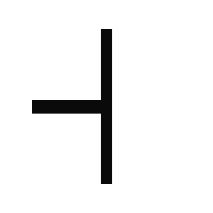 A black silhouette of an Ogham symbol resembling a tree or branch with notched lines.