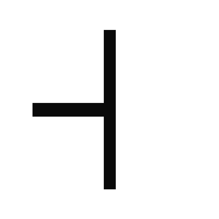 A black silhouette of an Ogham symbol resembling a tree or branch with notched lines.