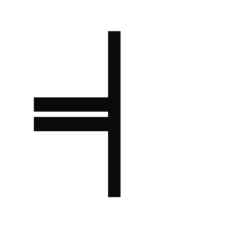 A black and white image of a horned triskelion with three spirals interconnected in a circular design.