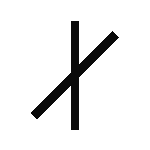 A black and white image featuring a traditional Celtic ogham carve with lines and strokes, representing the ancient script.