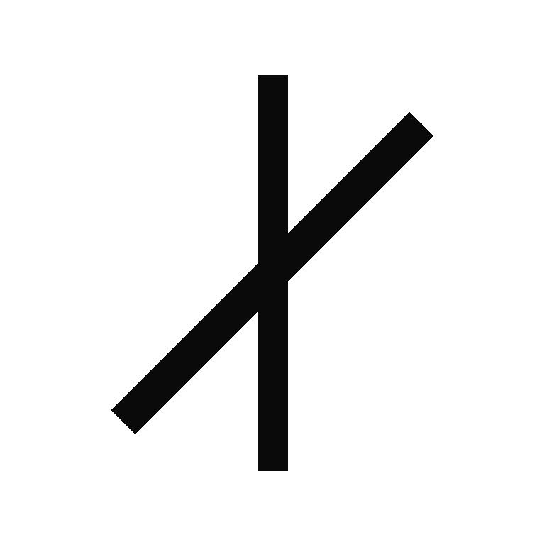 A black and white image featuring a traditional Celtic ogham carve with lines and strokes, representing the ancient script.