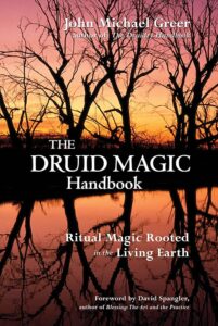 A cover image of a book titled "The Druid Magic Handbook" by John Michael Greer.