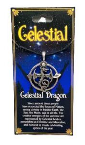 Pendant featuring a celestial dragon design with a moon and star motif.
