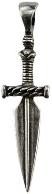 Ancient-style sword with detailed hilt and straight blade.