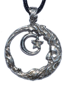 Pendant featuring a detailed Celtic tree design with a crescent moon and star charm.