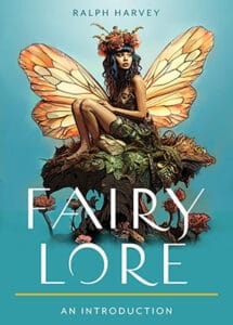 A fairy with butterfly wings sitting on a mossy surface, surrounded by flowers and natural elements,.