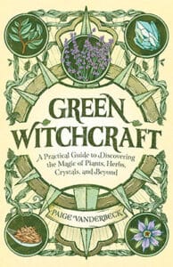 Book cover featuring Celtic-inspired design with herbs, crystals, and nature symbols.