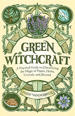 Book cover featuring Celtic-inspired design with herbs, crystals, and nature symbols.