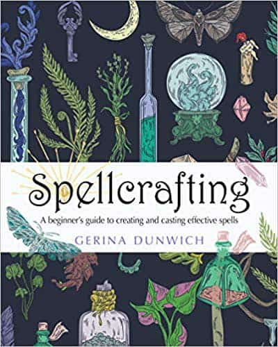 Book cover featuring herbs, crystals, and symbols related to modern Celtic spirituality and spellcas.