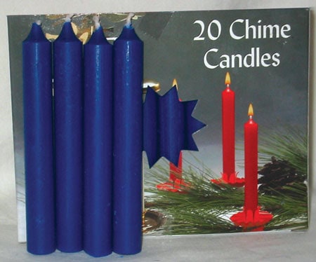 Blue chime candles for spiritual or ceremonial purposes.