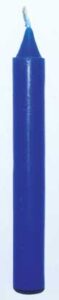 Blue candle with flame, symbolizing calm and spiritual focus in Celtic traditions.