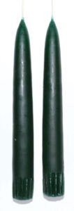 Two green candles related to Celtic spirituality and nature veneration.