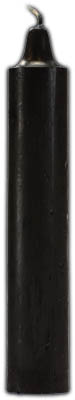 Candle for Celtic spirituality and druidry rituals, black color, plain design.