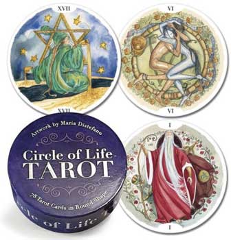 A set of four Celtic-inspired tarot cards with intricate designs and symbols.