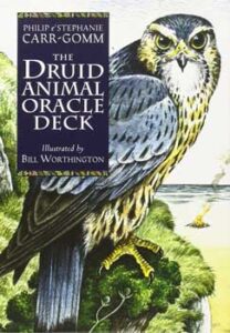 Detailed illustration of an owl perched on a branch, with lush greenery and a calm landscape in the.