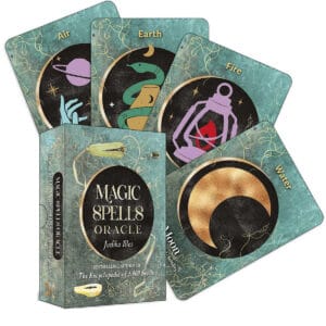 Modern Celtic-themed tarot cards featuring air, earth, fire, water symbols for spiritual practice.