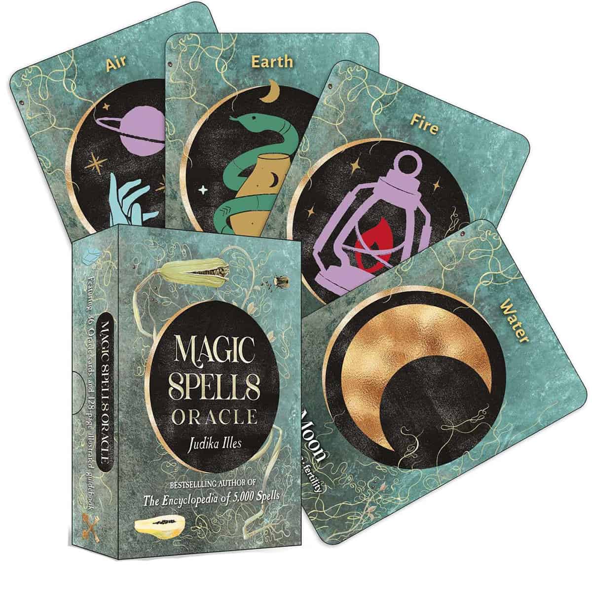 Modern Celtic-themed tarot cards featuring air, earth, fire, water symbols for spiritual practice.