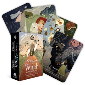 A set of oracle cards featuring Celtic-inspired artwork and symbols related to nature and spirituali.