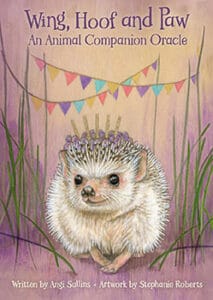 Illustration of a hedgehog with colorful bunting in a natural setting, for Celtic spirituality and n.
