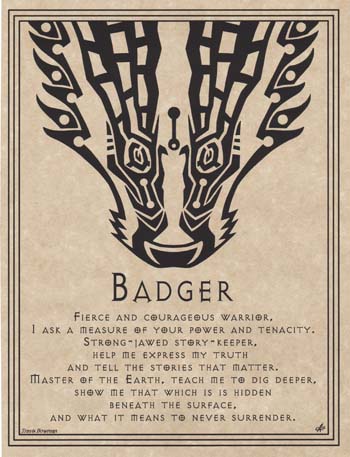 Fierce Celtic badger illustration representing strength and courage.