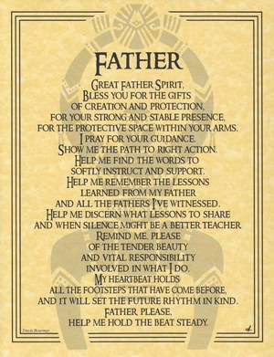 Celtic spirituality card with prayer dedicated to the father figure, emphasizing guidance and protec.