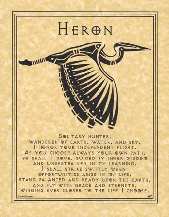 Heron Ogham symbol with descriptive text.