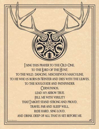 A Celtic-inspired illustration featuring stag antlers and a central mystical symbol.