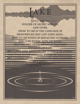 Lake still waters, holder of secret worlds, life-giver, speak to me in the language of dragonflies a.
