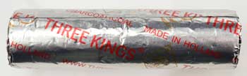 Firework tube labeled "Three Kings" with red text on silver background.