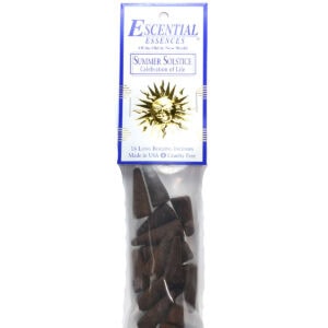 Incense sticks labeled "Summer Solstice" with sun and moon symbols on the packaging.