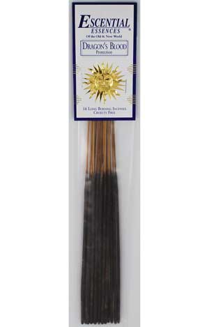 Incense sticks labeled "Dragon's Blood" for Celtic spirituality and nature veneration.