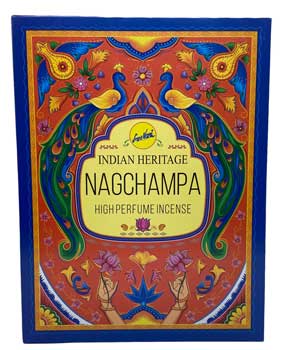 Image of Nagchampa incense box featuring vibrant, colorful Celtic motifs and symmetrical patterns.