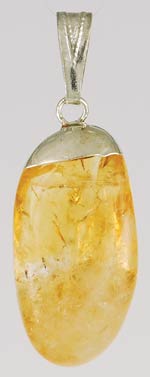 Pendant featuring a polished amber stone with natural inclusions.