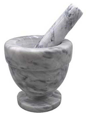 Marble mortar and pestle used in Celtic spiritual practices and natural ceremonies.