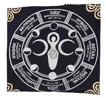 Ogham wheel with Celtic symbols and names for Yule and winter solstice celebrations.