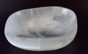 Salt bowl for spiritual or ritual use, made of natural salt crystal.