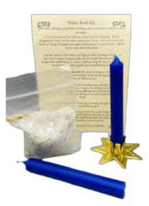 Water Bath Kit for ritual use, with candle and instructions.