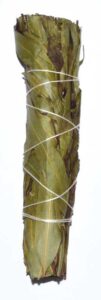 Wooden bundle, traditional natural material, tied with white string.