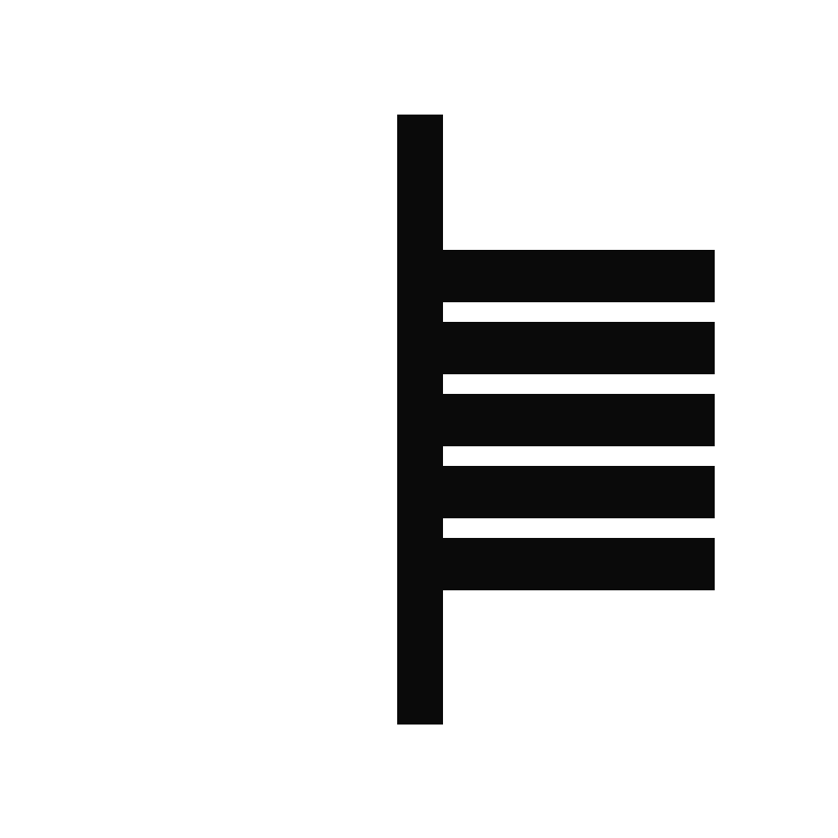 Simplified black ogham symbol on green background.