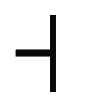 A black silhouette of an Ogham symbol resembling a tree or branch with notched lines.