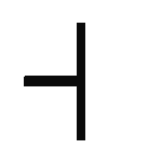 A black silhouette of an Ogham symbol resembling a tree or branch with notched lines.