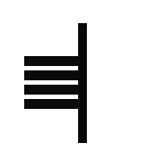 Simple black and white ogham stone carving with parallel lines on a vertical surface.