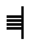 Simple black and white ogham stone carving with parallel lines on a vertical surface.