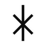 A black ogham symbol representing a tree, on a transparent background.