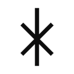 A black ogham symbol representing a tree, on a transparent background.