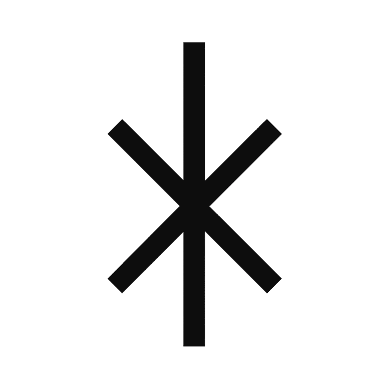 A black ogham symbol representing a tree, on a transparent background.