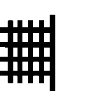 A black silhouette of a lattice fence with vertical and horizontal slats.