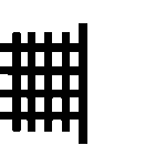 A black silhouette of a lattice fence with vertical and horizontal slats.